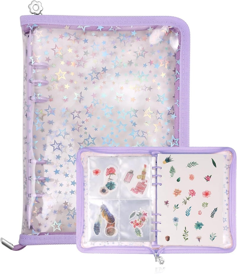 MUDOR 4 in 1 Sticker Storage Organizer, Binder with Storage Sleeves and Release Paper, Reusable Collecting Book Album Holder, A5 Blank Container Organizer - Image 1